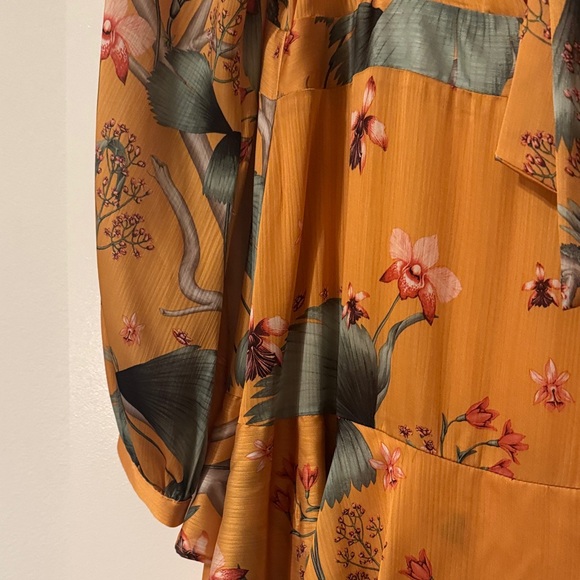 Johanna Ortiz x H&M collab Floral Mustard Yellow Dress with Bow - Picture 6 of 16